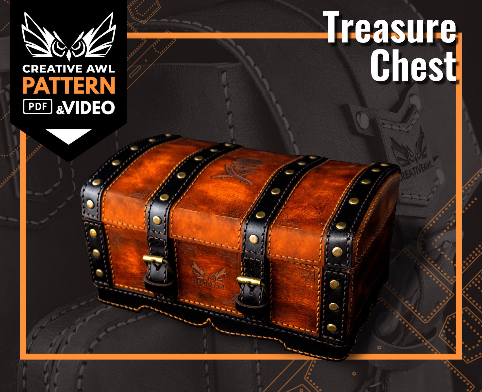Leather Treasure Chest Pattern Leather Treasure Box Etsy