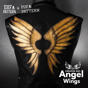 PDF & DXF Angel Wings Pattern - Leather Pattern - Leather Template - PDF Pattern