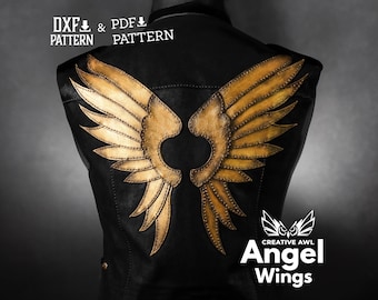 PDF & DXF Angel Wings Pattern - Leather Pattern - Leather Template - PDF Pattern