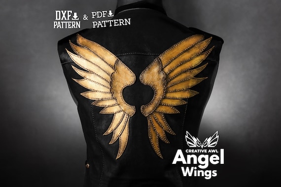 PDF & DXF Angel Wings Pattern - Leather Pattern - Leather Template - PDF Pattern