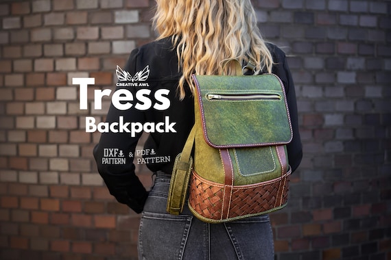 Leather Tress Backpack Pattern: DIY Template (PDF & DXF)