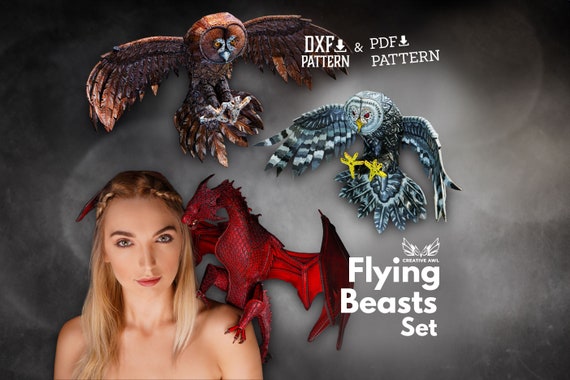 Leather Dragon & Owl SET PDF Pattern