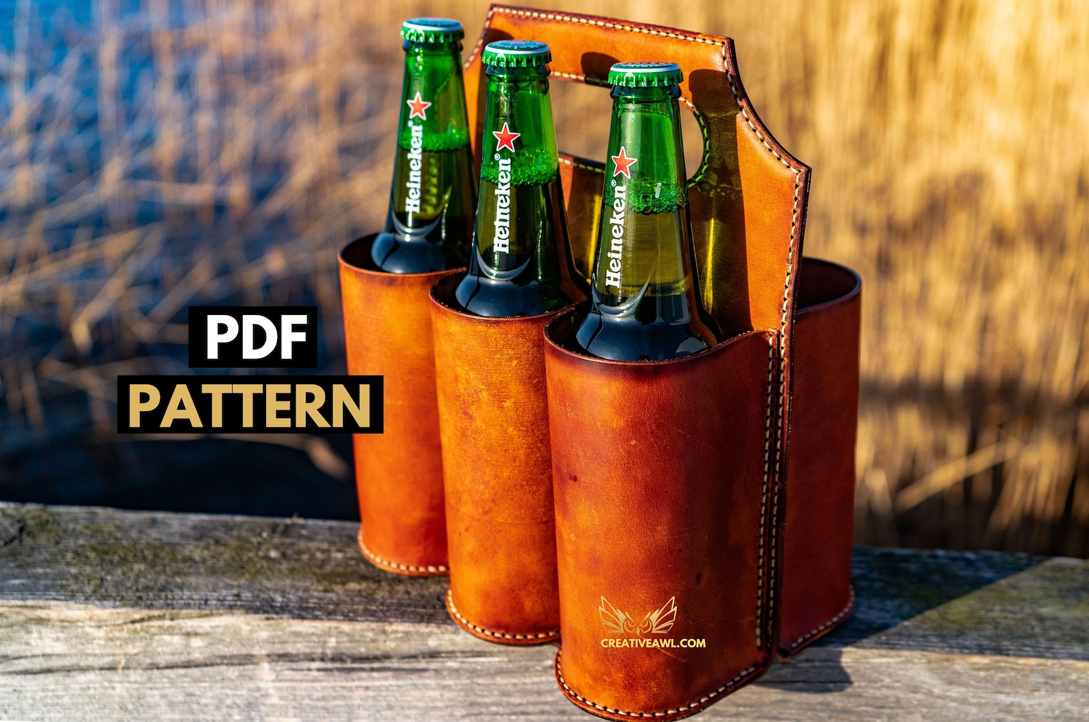 Laser PDF Leather Beer Bottle Holder Pattern Leather Etsy