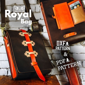 PDF & DXF Leather Bag Pattern - Messenger Bag pattern - Leather Pattern - Leather Patterns - Leather Pdf Template - Pdf pattern