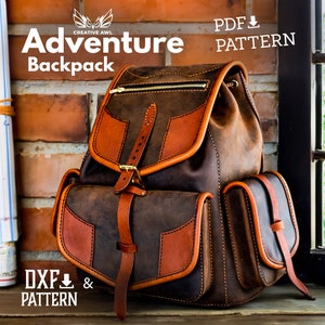 PDF & DXF Leather Adventure Backpack Pattern - Leather Bag pattern - Leather Pattern - Leather Patterns - PDF Pattern