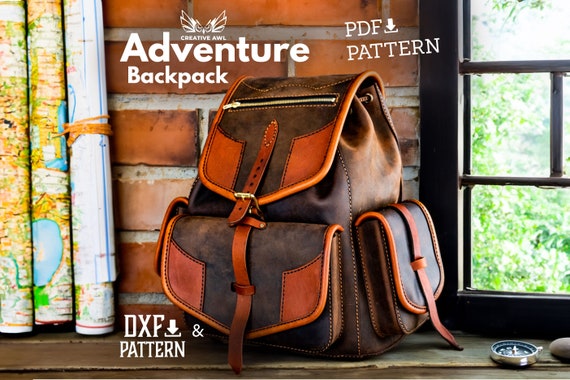 PDF & DXF Leather Adventure Backpack Pattern - Leather Bag pattern - Leather Pattern - Leather Patterns - PDF Pattern