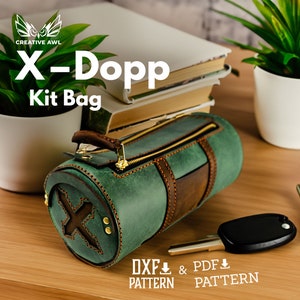 PDF & DXF Leather Dopp Kit Bag pattern - Leather Toiletry Bag Pattern - Leather Template - Leather PDF Pattern - Pdf Bag Pattern