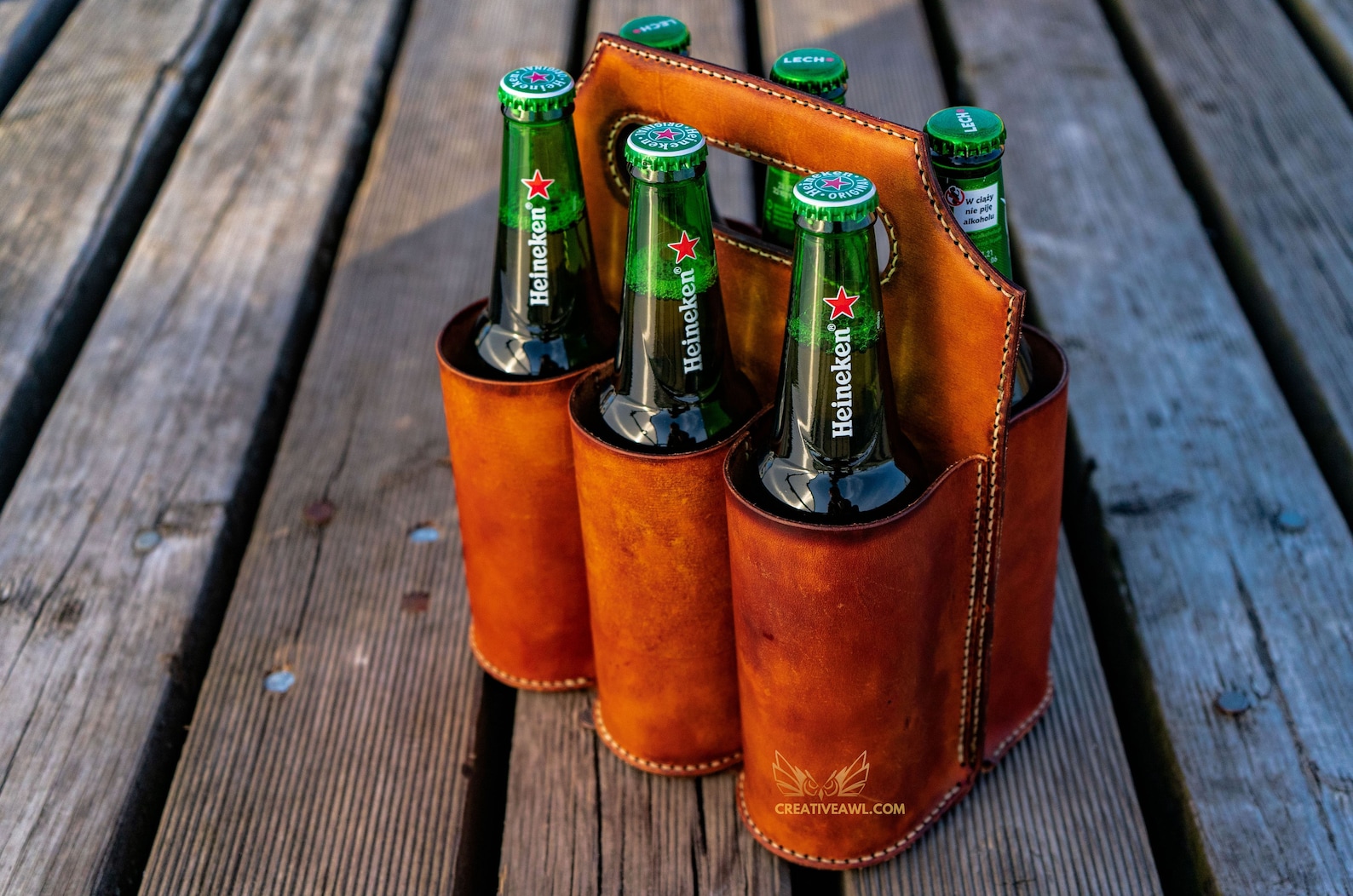 Leather Beer Bottle Holder Pattern Leather 6pack Holer Etsy