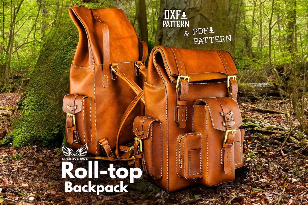 PDF & DXF Leather Rolltop Backpack Pattern Leather Backpack Template