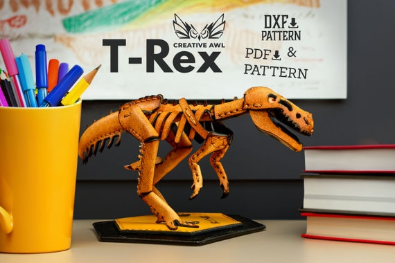 PDF & DXF Leather Dinosaur Pattern - T-rex pattern - Leather Pattern - Leather bag pattern - Leather Pattern PDF - Leather Pdf Template
