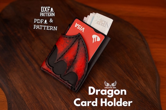PDF & DXF Leather Dragon Card Holder - Dragon Wallet