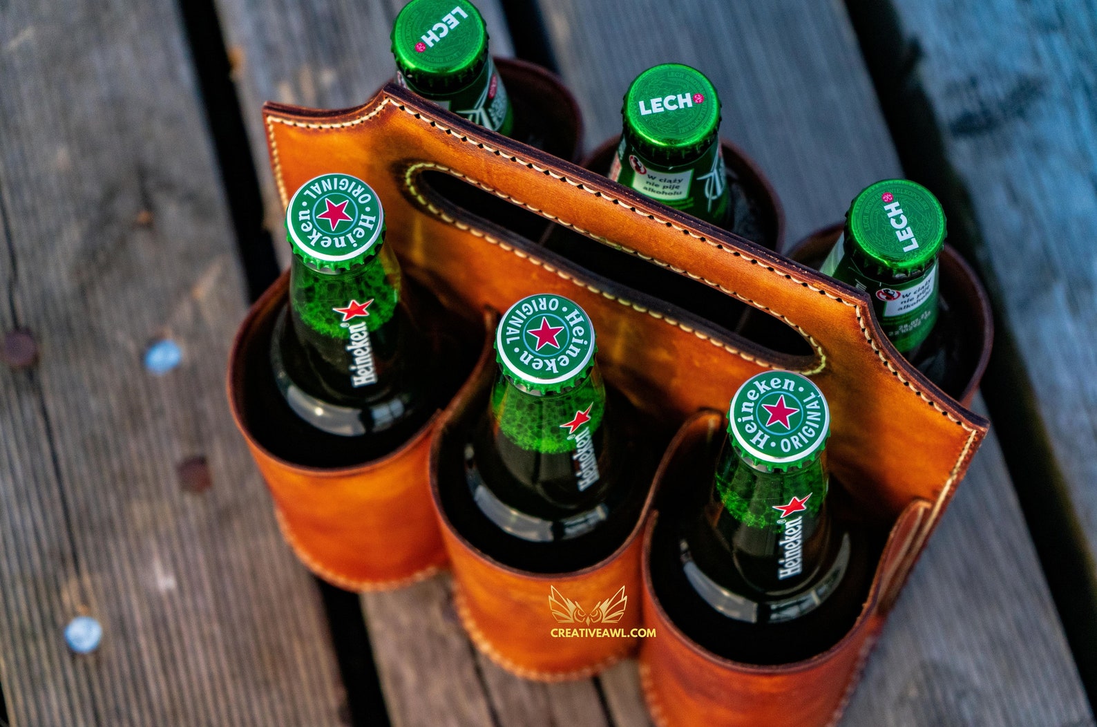Leather Beer Bottle Holder Pattern Leather 6pack holer Etsy