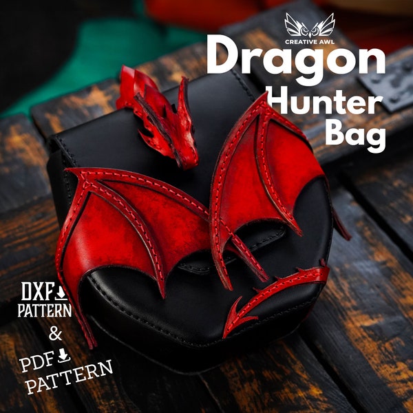 PDF & DXF lederen Dragon Hunter tas PDF-patroon