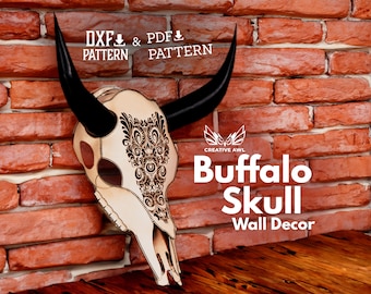 PDF & DXF Leather Buffalo Skull Pattern - Leather Bison Head Pattern - Leather Skull Template - PDF Pattern