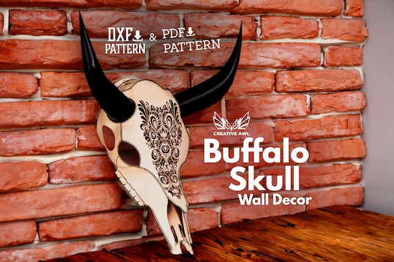 PDF & DXF Leather Buffalo Skull Pattern - Leather Bison Head Pattern - Leather Skull Template - PDF Pattern