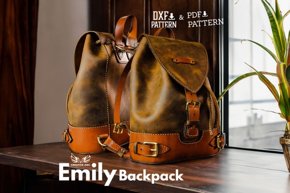 PDF & DXF Leather Emily Backpack Pattern - Leather Backpack Template - Leather Bag pattern - Leather Pattern - Pattern pdf