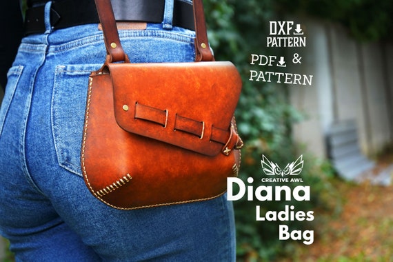 PDF & DXF Diana Bag Pattern - Leather Pattern - Leather bag pattern - Leather Template - PDF Pattern
