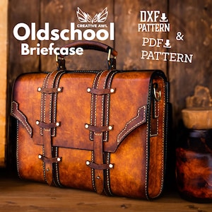 PDF & DXF Oldschool Briefcase Pattern - Leather shoulder Bag pattern - Leather Pdf Template - Leather Pattern - Messenger Bag