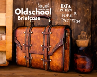 PDF & DXF Oldschool Briefcase Pattern - Leather shoulder Bag pattern - Leather Pdf Template - Leather Pattern - Messenger Bag