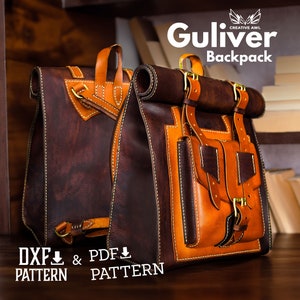 Patrón de mochila de cuero enrollable Guliver (PDF y DXF)