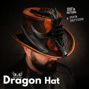 PDF en DXF Dragon Hat-patroon - leren patronen - leren sjabloon - leren pdf-patroon