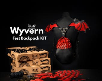 Kit fai da te per zaino Wyvern Dragon Fest - Pelle italiana naturale - Vacchetta - Set creativo