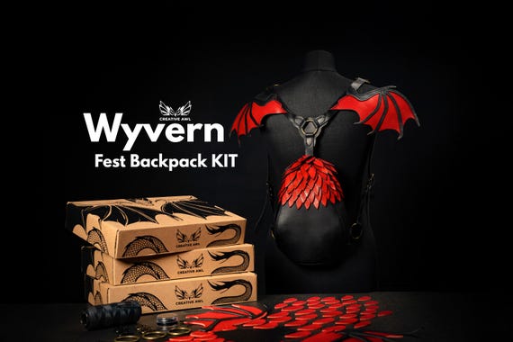 DIY Wyvern Dragon Fest Backpack Kit - Natural Italian Leather- Vachetta- Creative Set