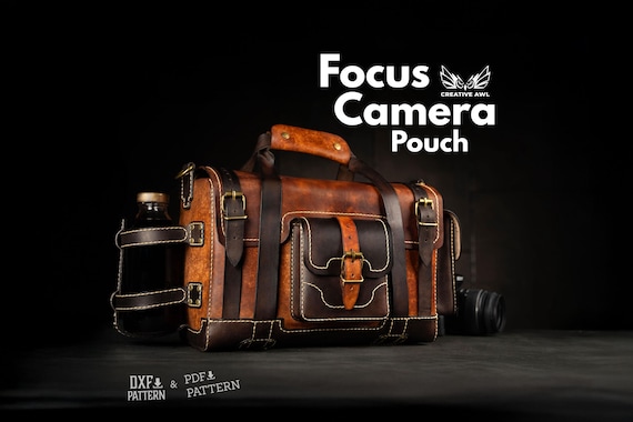 PDF & DXF Focus Camera Pouch Bag Leather Pattern - Leather Bag pattern -  LeatherTemplate - Leather Bag Pattern