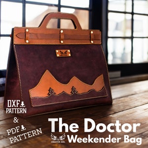 PDF i DXF Wzór na torbę podróżną Doktor Weekender lub Log Carry - Wzór ze skóry - Wzór na torbę skórzaną - Szablon ze skóry - Wzór PDF