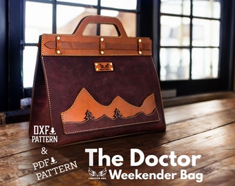 PDF & DXF The Doctor Weekender or Log Carry Bag Pattern - Leather Pattern - Leather bag pattern - Leather Template - PDF Pattern