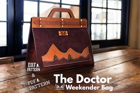 PDF & DXF The Doctor Weekender or Log Carry Bag Pattern - Leather Pattern - Leather bag pattern - Leather Template - PDF Pattern