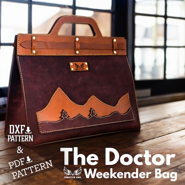 PDF & DXF The Doctor Weekender or Log Carry Bag Pattern - Leather Pattern - Leather bag pattern - Leather Template - PDF Pattern
