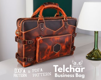 Telchar Leather Laptop Bag Pattern: PDF & DXF Template