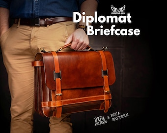 Diplomat Briefcase Leather Pattern: Laptop Bag (PDF & DXF)