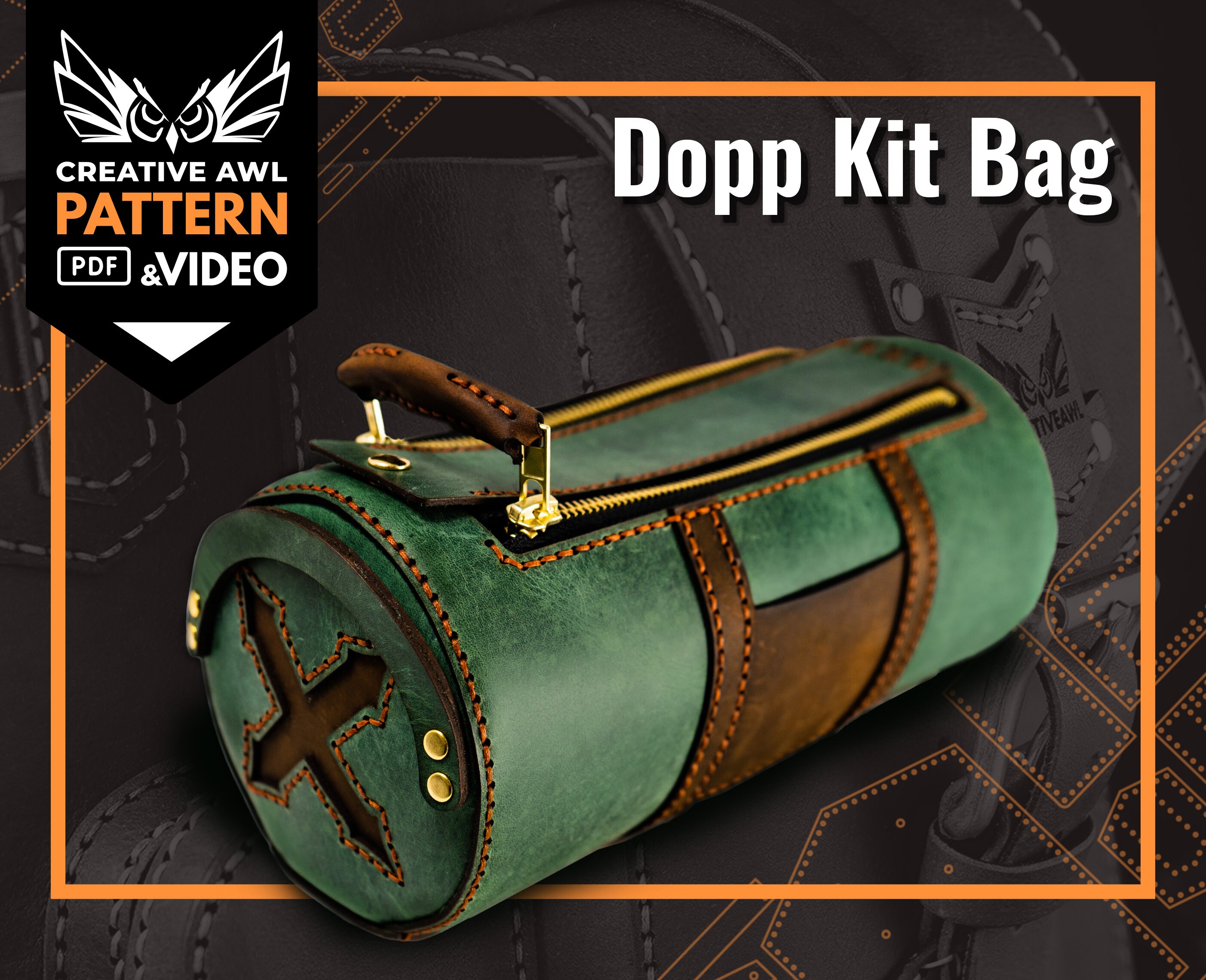 Creative awl выкройки скачать бесплатно Leather Dopp Kit Bag pattern Leather Toiletry Bag Pattern Etsy