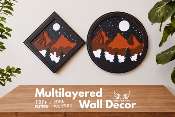 PDF & DXF Leather Multilayered Wall Decor Pattern - Leather Template - Leather Pdf + laser pattern