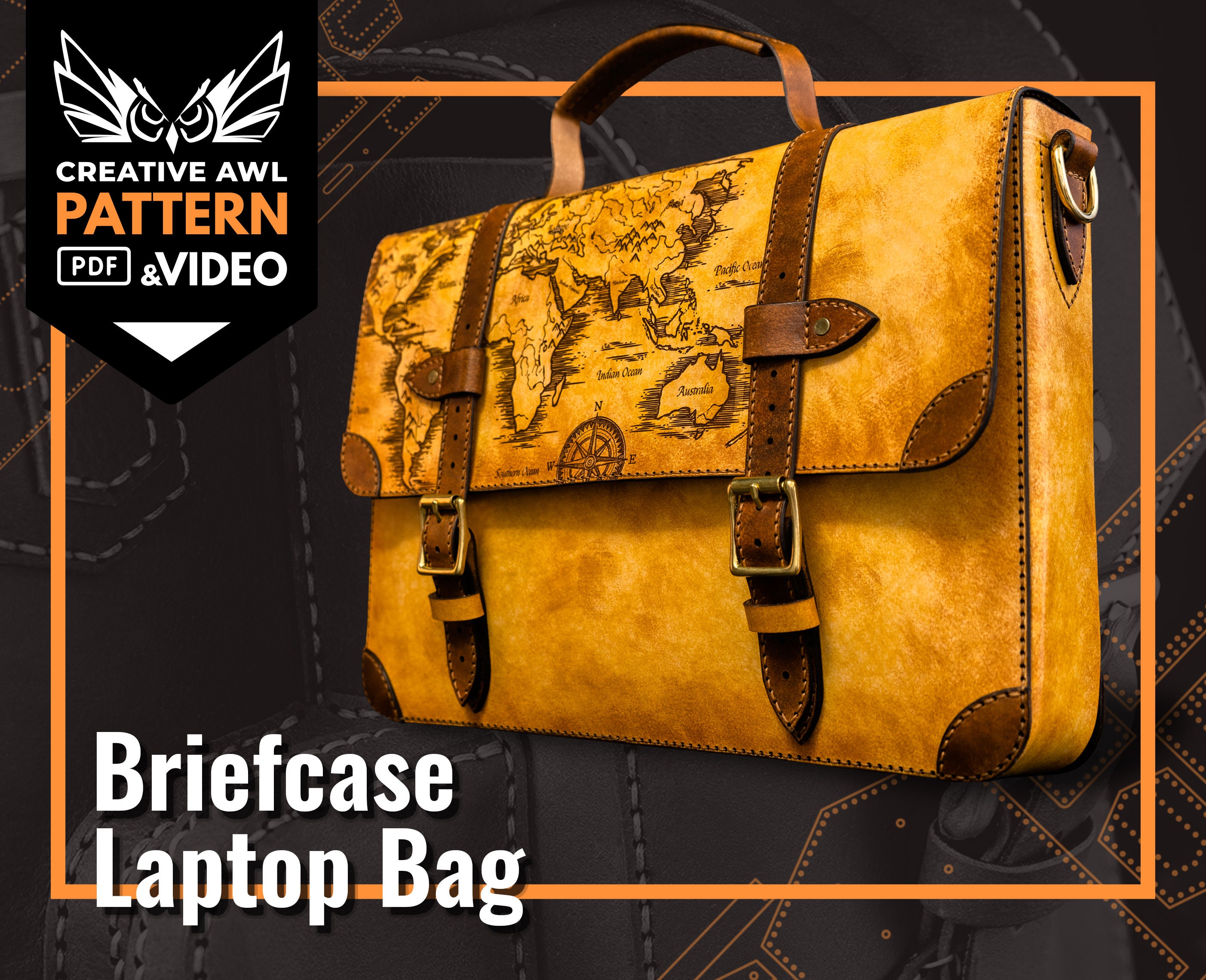 Leather Laptop Bag Pattern Leather Briefcase Bag Pattern Etsy