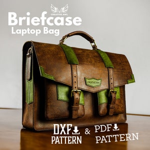 Patrón de cuero PDF & DXF - Patrón de bolso portátil maletín de cuero - Plantilla de cuero - Patrón de bolso de cuero - Patrones PDF de cuero -