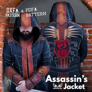 Patron de veste en cuir de l'assassin PDF & DXF - Patrons en cuir - Gabarit en cuir - Patron PDF en cuir