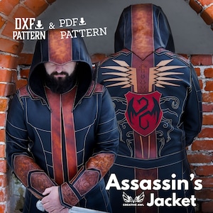 PDF & DXF Assassin's Leather Jacket pattern - Leather Patterns - Leather Template - Leather PDF Pattern