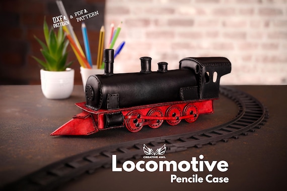 PDF & DXF Leather Locomotive Pencil Case PDF Pattern