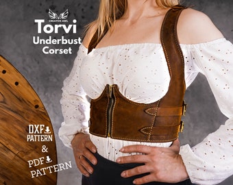 PDF & DXF Torvi Underbust Corsett pattern - Leather Patterns - Leather Corset Template - Leather PDF Pattern