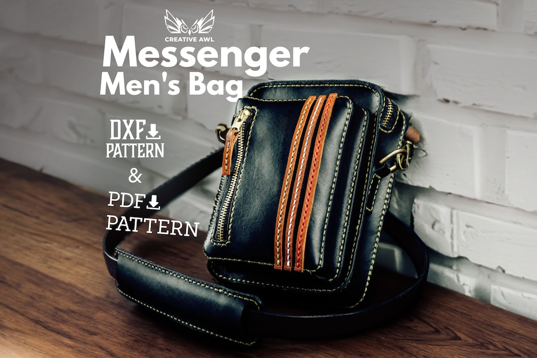 PDF & DXF Leather Bag Pattern Messenger Men's Bag Pattern EDC Bag