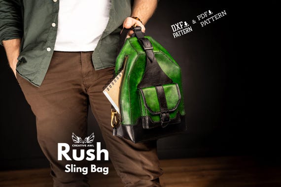 PDF & DXF Rush Sling Bag Pattern - Leather shoulder Bag pattern - Leather Pdf Template - Leather Pattern