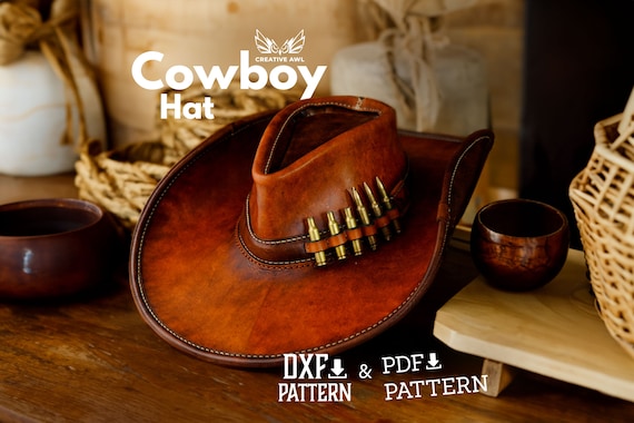 PDF & DXF Leather Cowboy Hat Pattern - Leather Cap pattern - Leather Pattern - Hat Template - Leather Patterns - Leather Pdf Template