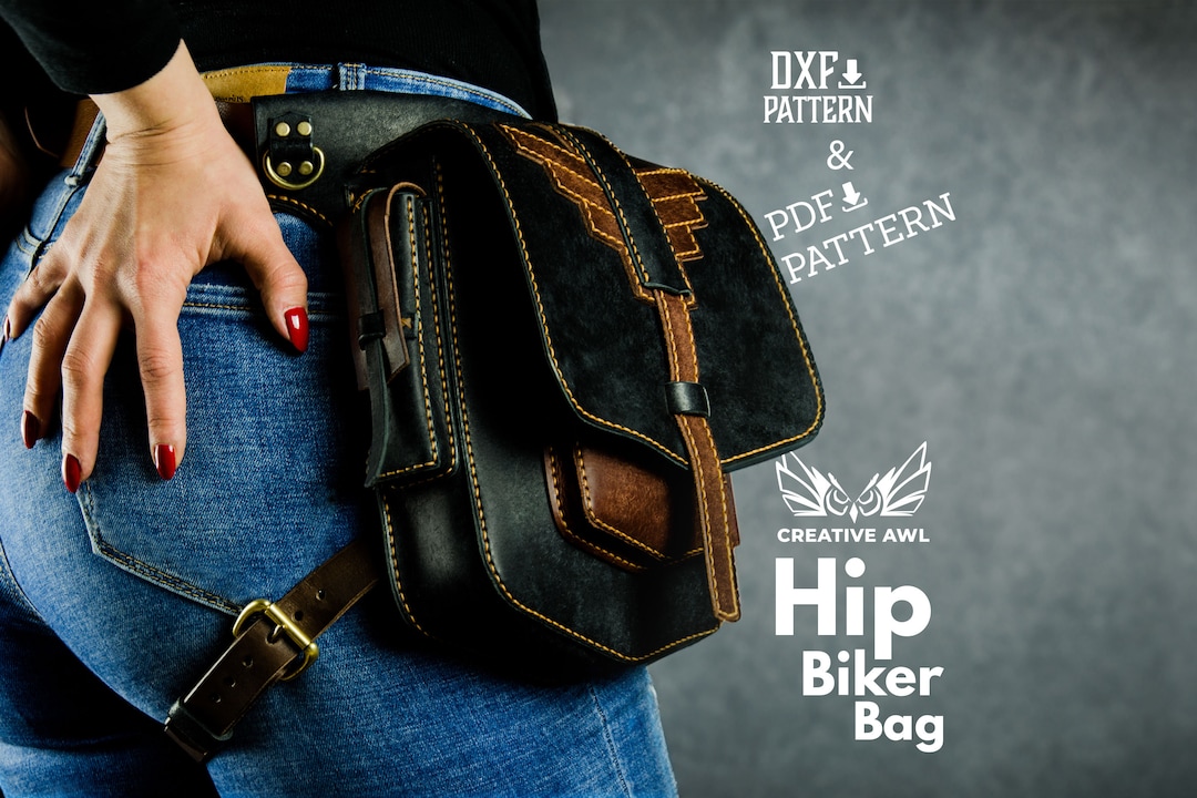 PDF & DXF Leather Biker Bag Pattern Leather Bag Template Hip Bag