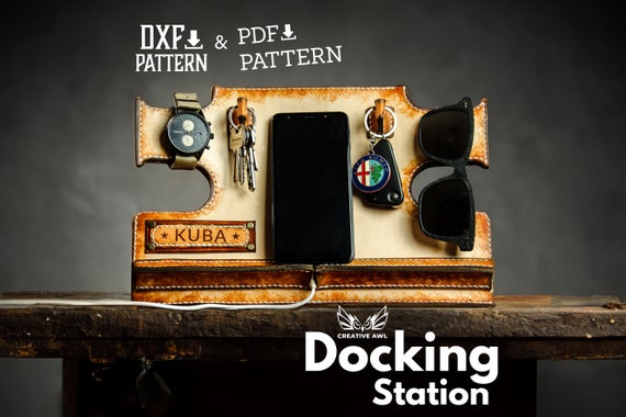 PDF & DXF Leather Docking Station Pattern - Leather organizer pattern - Leather Pattern - Leather Patterns - Leather Pdf Template