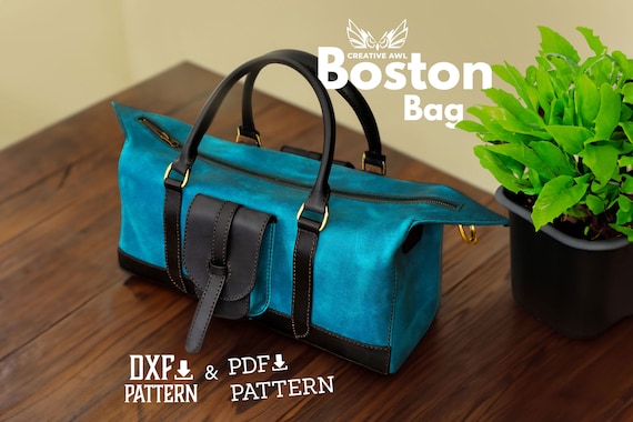 PDF & DXF Leather Boston Bag pattern Set - Leather Duffel Bag Pattern - Leather Template - Leather PDF Pattern - Weekender Bag Pattern