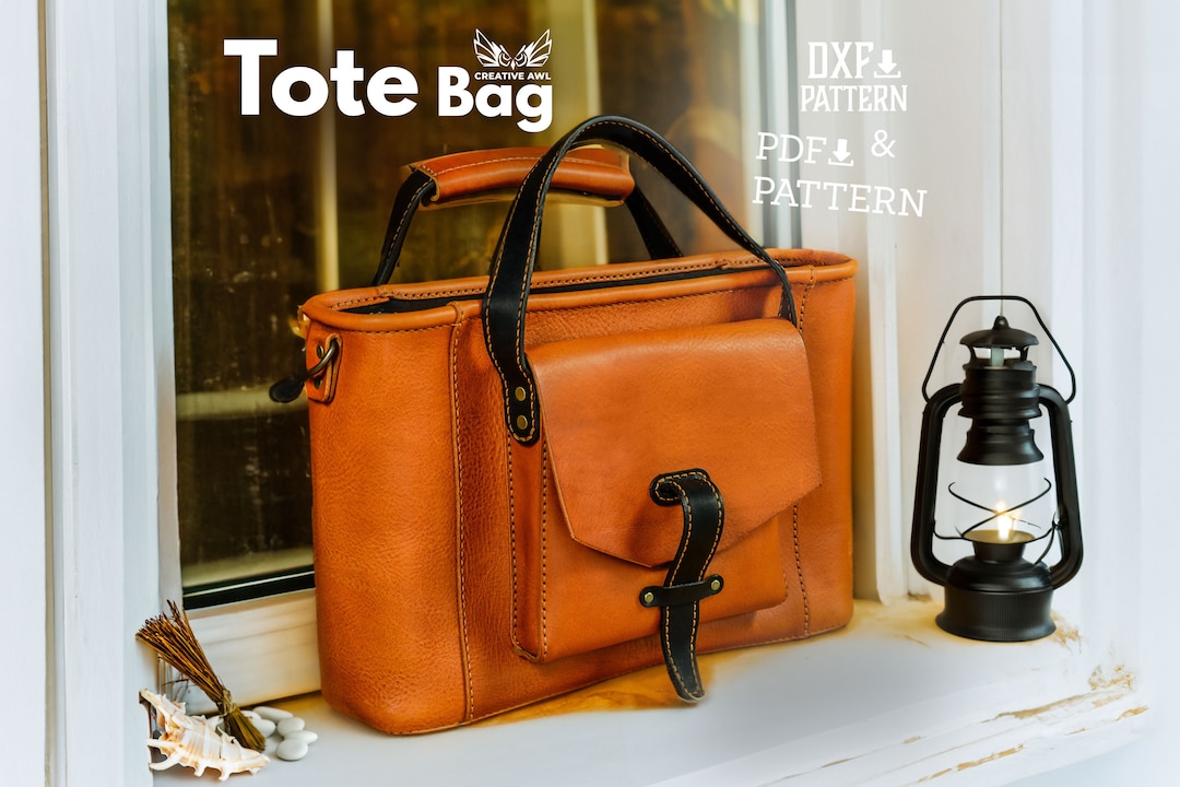 PDF DXF Leather Tote Bag Pattern Leather Template Leather Pattern pdf-dxf-leather-tote-bag-pattern-leather-template-leather-pattern