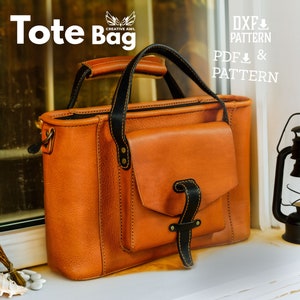 Modèle de sac fourre-tout en cuir PDF & DXF - Modèle en cuir - Modèle en cuir - Modèle de sac fourre-tout - Modèle en cuir PDF